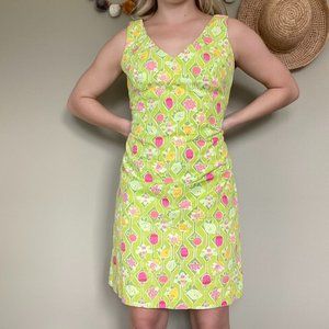 Lilly Pulitzer Vintage Floral Bug Green Mini Dress Size 8
